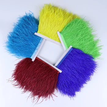 1 метр 8-10 см Цветная лента для отделки из страусиных перьев, натуральные перья, швейная отделка для платья, украшения одежды, поделки