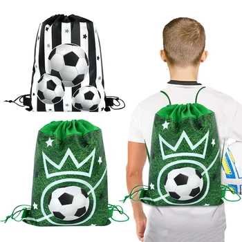 1 шт. Нетканая сумка с футбольным рисунком, любимая футбольная тема для мальчиков, День Рождения, рюкзак на шнурке, украшение для вечеринки, Спортивные принадлежности