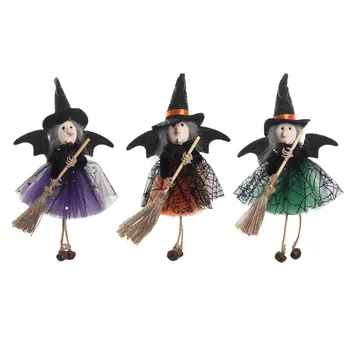1 шт. тыква, Ведьма, держащая метлу, Марлевые Подвесные подвески, Принадлежности для украшения вечеринки ужасов на Хэллоуин, Подвеска-Призрак в баре 2023