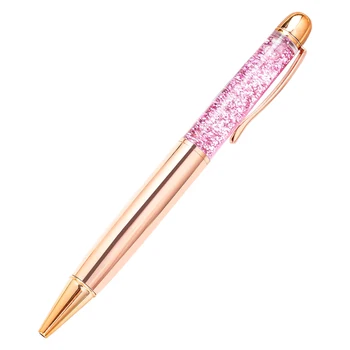 100 шт./лот Красивая ручка из зыбучих песков с фольгой из розового золота, металлическая шариковая ручка-роллер, подарочная серебряная ручка