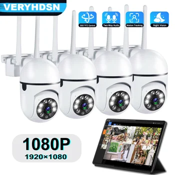 1080P HD WiFi Камеры наблюдения 5G Наружная IP-камера видеонаблюдения с 4,0-кратным увеличением, интеллектуальная полноцветная камера ночного видения с обнаружением человека