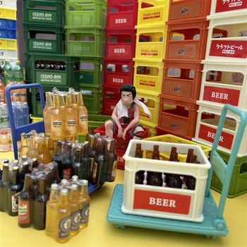 10шт Мини-пивная бутылка 1/6 1/12 Кукольный домик Миниатюрная модель бутылки для напитков в супермаркете Аксессуары для кукольного дома BJD Украшение стола DIY