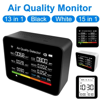 15 в 1 Измерителе CO2 Многофункциональный Цифровой PM2.5 PM1.0 PM10 PM10 HCHO TVOC CO CO2 Измеритель Температуры И Влажности Тестер для Домашнего хозяйства