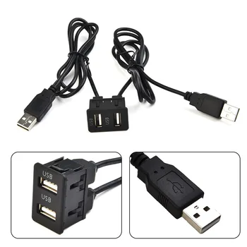 1x Удлинительный кабель-адаптер 100 см, панель USB-порта для скрытого монтажа на приборной панели автомобиля, двойной USB-удлинительный кабель-адаптер для велосипеда, морской мотор