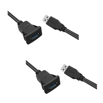 2 шт 1 м разъем кабель USB 3,0 авто заподлицо мужчина к женский удлинитель приборной панели квадратная аудио линия