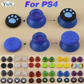 2 шт. для PS4 силиконовый нескользящий чехол для джойстика для PlayStation 4, 3D аналоговый джойстик, прозрачная кнопка, комплект геймпада