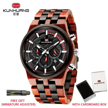 2022 Новые деревянные мужские часы Хронограф ведущего бренда Многофункциональные спортивные кварцевые часы с автоматической датой для мужчин Relogio Masculino
