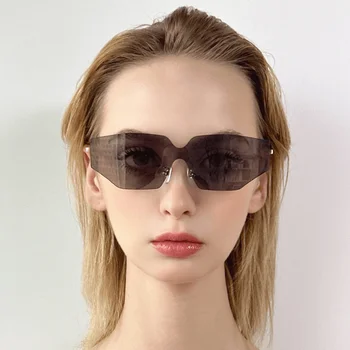 2023 Модные высококачественные Цельные женские солнцезащитные очки без оправы, Летние Ретро-Сетчатые Красные Новые Очки для отдыха на открытом воздухе UV400
