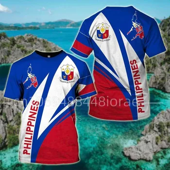 2023 Новая 3D-футболка с флагом Филиппин, повседневная мужская одежда, модный топ, мужская и женская футболка большого размера