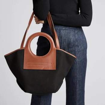 2023 Новая роскошная дизайнерская сумка Модная кожаная холщовая дорожная сумка с маминым плечом, большой клатч для рук Большой вместимости