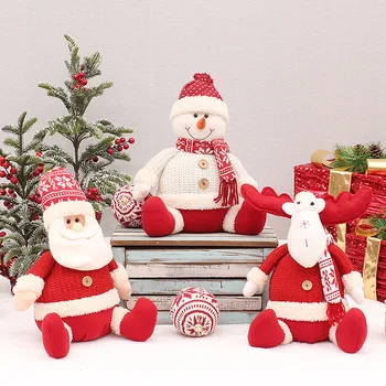 2023 Новые Рождественские Украшения Сидящий Рождественский Санта Клаус Снеговик Кукла для Новогодних Украшений Дома