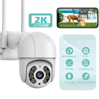 2K 4MP Wifi Surval Камера PTZ Открытый Водонепроницаемый Экран Ночного Видения Обнаружение Человека Защита Безопасности Наблюдение iCSee