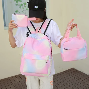 3 шт./компл. Корейский рюкзак, студенческий универсальный школьный ранец с чернилами-красителями 2023, Новый школьный Эстетический ранец для девочек-подростков, сумка для ноутбука
