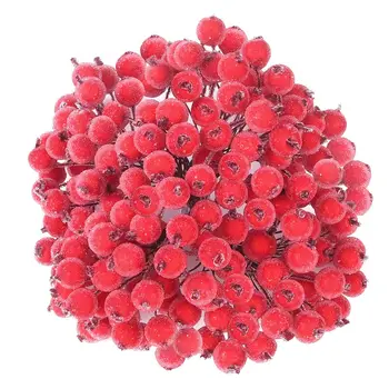 320 Искусственных матовых красных ягод остролиста, мини-Рождественский фруктово-ягодный цветок для украшения Рождественской елки, изготовления гирлянд