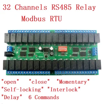 32CH DC12V RS485 Модуль реле шины Modbus RTU Последовательный порт UART Плата дистанционного управления для светодиодного двигателя PLC Умный дом