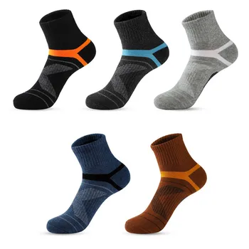 5 Пар мужских носков для спорта, баскетбола, короткие носки с глубоким вырезом, нескользящие, впитывающие пот, дышащие носки для одежды, утолщенные носки для бега