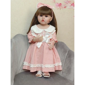 55 см Возрожденный Ребенок Силиконовая кукла для всего тела Красивая девочка Игрушки Куклы принцессы Могут купаться для детей Подарки на День Рождения