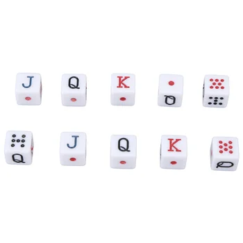 6-сторонний набор пластиковых кубиков JQK и Number Dots, белый набор кубиков, легкий и портативный для настольных игр