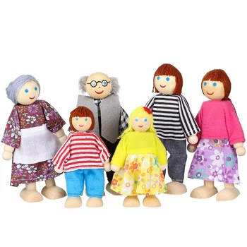 6 шт. Мини-ролевых семейных кукол, игрушечный деревянный дом, фигурки людей, дети, ребенок