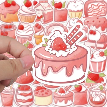 60 розовых наклеек на десертный торт, милые маленькие свежие креативные украшения своими руками, водонепроницаемые наклейки для мобильного телефона для девочки-палатки
