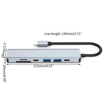 7-портовый концентратор USB C с высокоскоростным расширением нескольких USB-портов для ПК с Windows