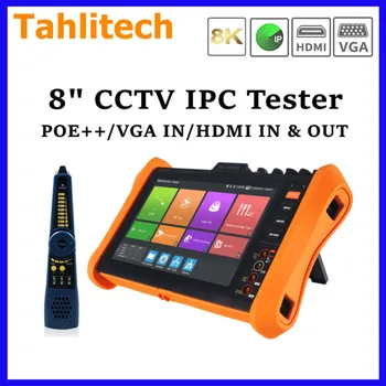 8K Тестер 8-дюймовой камеры IP / аналоговой / CVI / TVI/ AHD/ HDMI / VGA / SFP /PoE ++ Универсальный Тестер 8K H.265 IP-камеры Тест кабеля