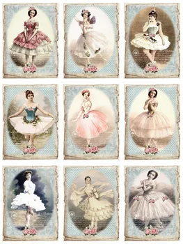 9 шт./упак. Винтажные наклейки для девочек из французского балета в стиле ретро, альбом для скрапбукинга, журнал для мусора, декоративные наклейки