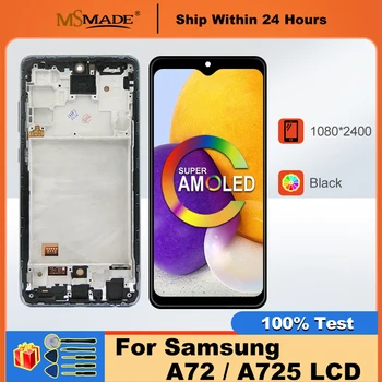 AMLOED Дисплей для Samsung Galaxy A72 SM-A725F SM-A725F/DS SM-A725M SM-A725M/DS ЖК-дисплей с сенсорным экраном и цифровым преобразователем в сборе