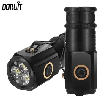 BORUiT 3 светодиодный фонарик 1200LM 4 режима освещения Фонарик 18350 USB-C Перезаряжаемый фонарь IP55 Водонепроницаемый с магнитом для пеших прогулок кемпинга