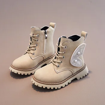 botas Для мальчиков, модные кожаные ботильоны в британском стиле, обувь для девочек, обувь принцессы для детей, короткие ботинки для девочек, детская обувь на мягкой подошве