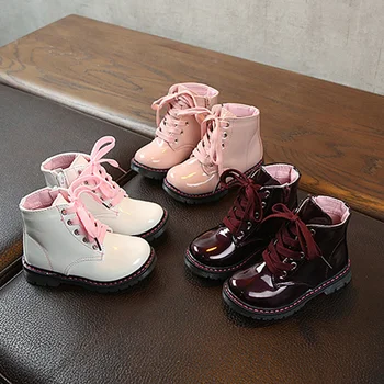 Citpeett - модные ботинки для мальчиков и девочек, нескользящие ботинки из искусственной кожи со шнурками и боковыми молниями