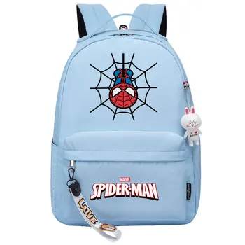 Disney Spiderman Kawaii Для мальчиков и девочек, детские сумки для школьных книг, женский рюкзак для подростков, холщовый рюкзак для ноутбука, дорожный рюкзак