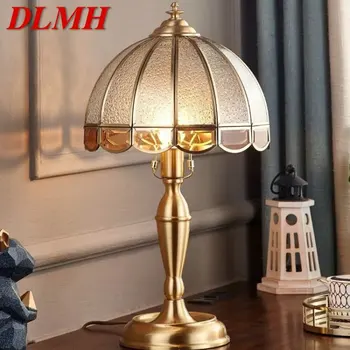 DLMH Современная латунная настольная лампа, светодиодная Винтажная Креативная Золотая Роскошная Стеклянная Медная настольная лампа для дома, гостиной, кабинета, спальни