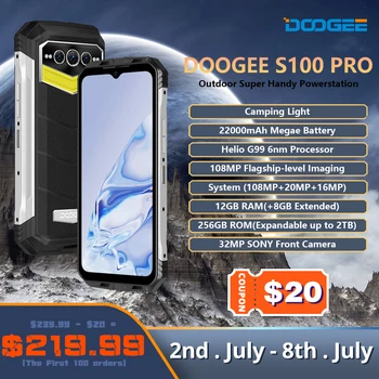 DOOGEE S100 Pro Прочный Телефон 12 ГБ + 256 ГБ 6,58 