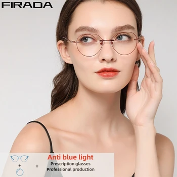 FIRADA Женские Анти-Синие Очки для чтения CR-39 с Асферическими линзами, Очки для близорукости без оправы, Рецептурные очки для близорукости +1.00+1.50+2.00+2.50+3.00 A1