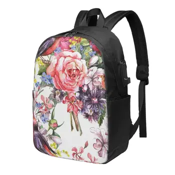 Flower Bird Школьный рюкзак большой емкости для ноутбука, модный водонепроницаемый регулируемый спортивный рюкзак для путешествий.