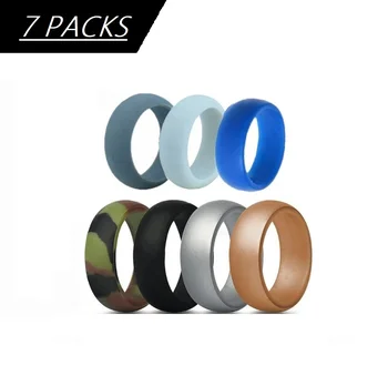 Geedyn Ширина 8 мм 6-12 Размер 7 Цветов, Широкий плоский набор силиконовых колец для мужских тренировок, обручальные кольца Promise