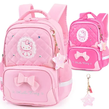 Hello Kitty Sanrio, Школьная сумка для учащихся начальной школы 1-3 класса, Облегченный Детский рюкзак большой емкости