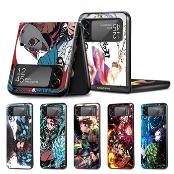 Kimetsu No Yaiba Demon Slayer Чехол для Телефона Samsung Galaxy Z Flip4 Flip3 5G Черный Чехол Z Flip 4 3 Жесткий ПК Роскошный Чехол Zflip3