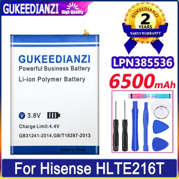 LPN385536 Аккумулятор для мобильного телефона большой емкости емкостью 6500 мАч для Hisense HLTE216T, высококачественный литий-полимерный аккумулятор Bateria