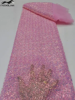 Madison-Кружевная ткань из тюля с пайетками, материал для французского вечернего платья, вышивка бисером, роскошный дизайн, высокое качество