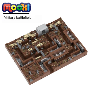 MOC5064 Battlefield Brick Военный бункер Артиллерийское орудие Оружие Солдата Вид на улицу Строительные блоки Игрушки для детей Подарки