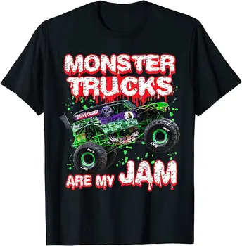 Monster Trucks Are My Jam Крутая Футболка для любителей Ретро-грузовиков из 100% хлопка С Круглым вырезом, Летняя Повседневная Мужская футболка С коротким рукавом, Размер S-3XL