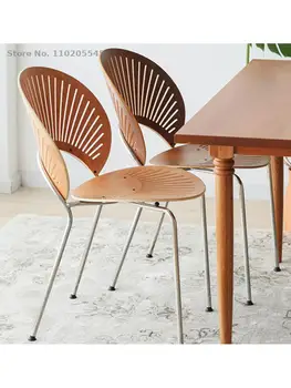 Nordic ins shell chair домашний обеденный стул с ретро спинкой датский дизайнерский сетчатый красный шезлонг средневековый стул для макияжа