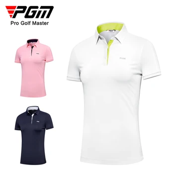 PGM 2023 Новая Женская футболка для гольфа С коротким рукавом, Летние Тонкие Спортивные Рубашки, Мягкая Дышащая Одежда для гольфа для Женщин, 3 Цвета, S-XL YF556