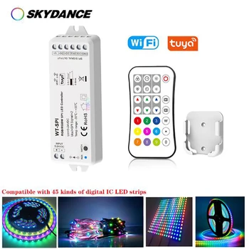 Skydance music Tuya APP + RF2.4GHz RGB /RGBW Pixel IC SPI Светодиодный контроллер используется для WS2812B WS2811 WS2814 SK6812 Light DC5V-24V