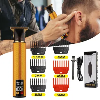 USB Аккумуляторная электрическая машинка для стрижки волос Vintage T9 Беспроводная бритва для бороды, Триммер, ЖК-дисплей, водонепроницаемая машинка для стрижки волос, парикмахерская