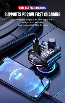 Автомобильный Bluetooth-плеер A10 3.1A, прикуриватель, автомобильное зарядное устройство PD, автомобильное зарядное устройство с двумя USB, FM-передатчик