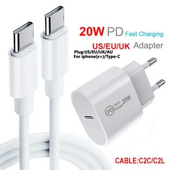 Адаптер USB-C Зарядное Устройство EU/US/UK/AU Plug Socket PD Fast 20 Вт для iPhone13 12 Pro XR XS Для Xiaomi mi 11 Адаптер быстрой зарядки