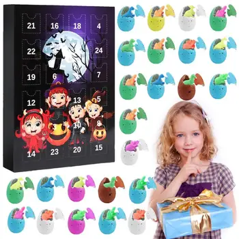 Адвент-календарь на Хэллоуин Подарочная коробка для вылупления яиц динозавров на Хэллоуин Календарь обратного отсчета 24 яиц динозавров Забавные подарки для детей